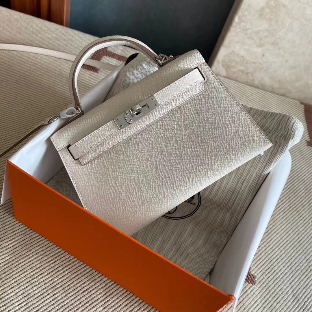 KL mini 二代 epsom  奶昔白 银 10 Craie Epsom PHW