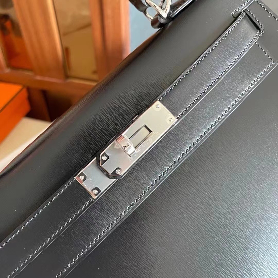 Dubai HM Bags KL 28cm Box Leather Black Color