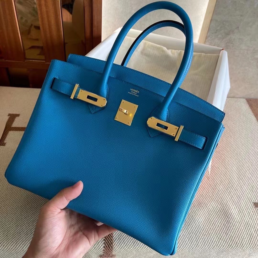 Kuwait HM BK 25cm Epsom B3 坦桑尼亚蓝 Blue Zanzibar 金扣