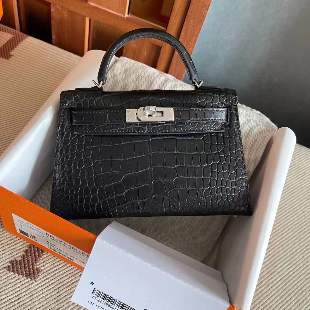 Canada HM Bags KL Mini 2 Crocodile Leather Matte C89 Noir