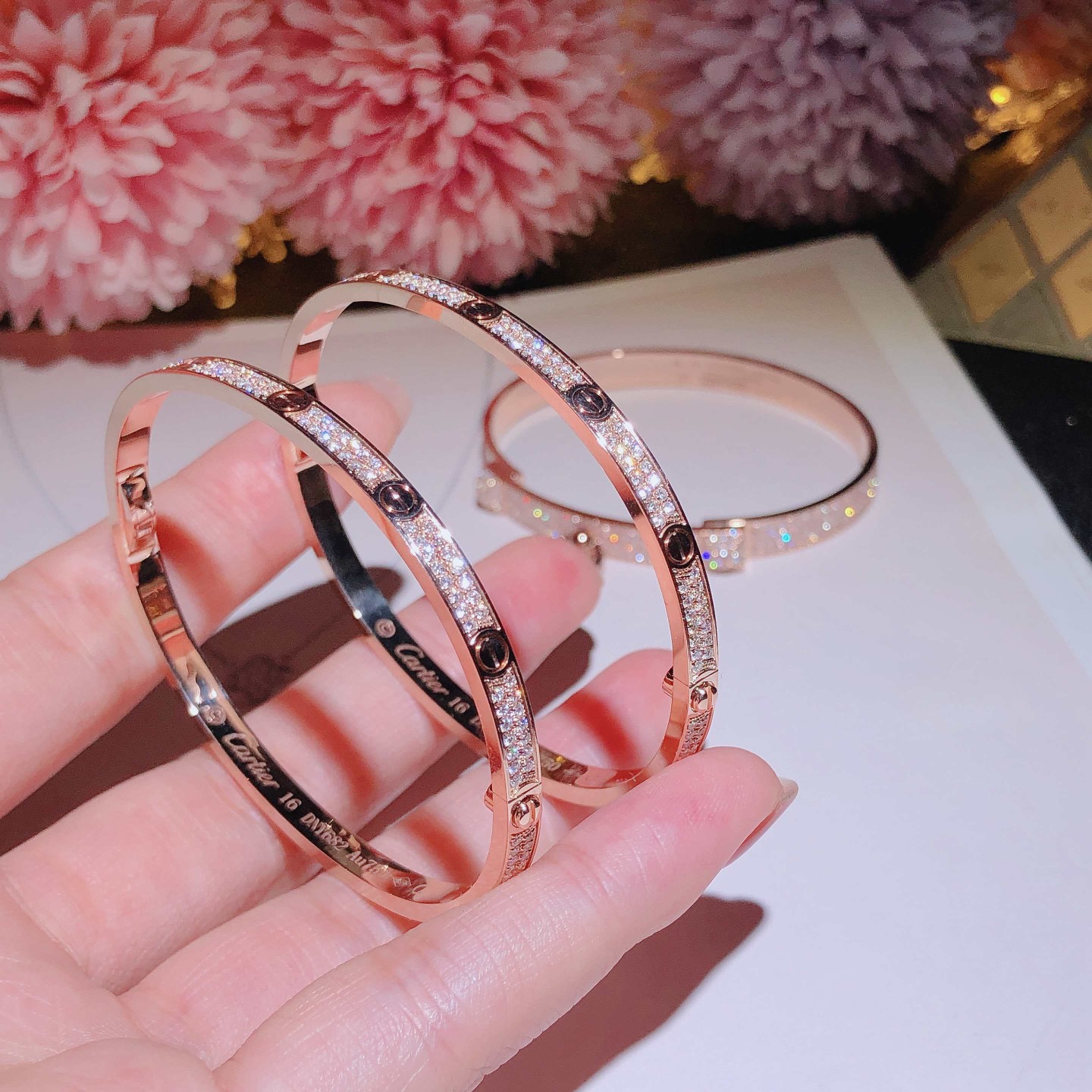 LOVE BRACELET, SMALL MODEL, PAVED 18k gold, diamonds