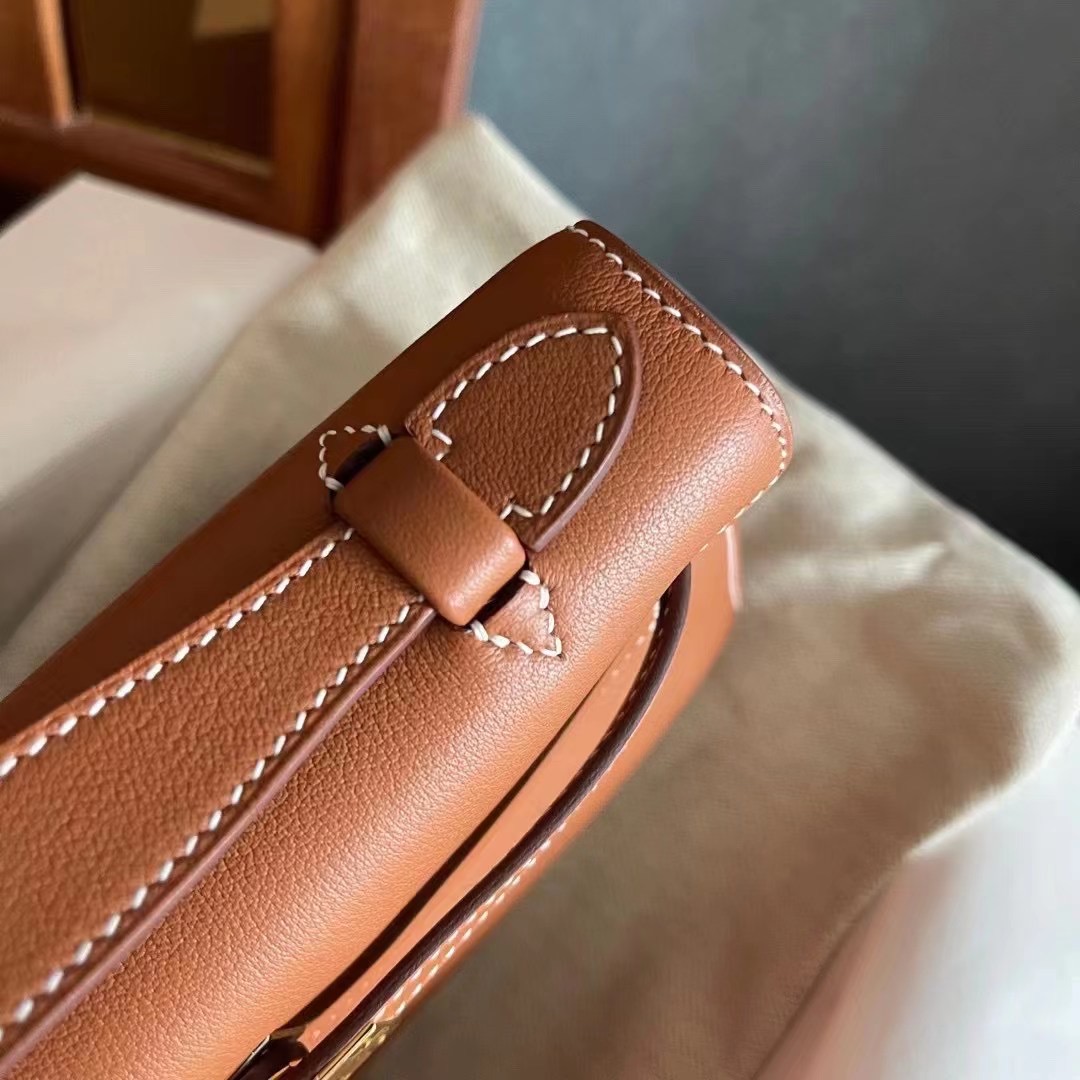 Viet Nam Amanoi HM MiniKL Pochette 22cm Swift CK37 Gold 金棕色 金扣 全手工蜜蜡线缝制