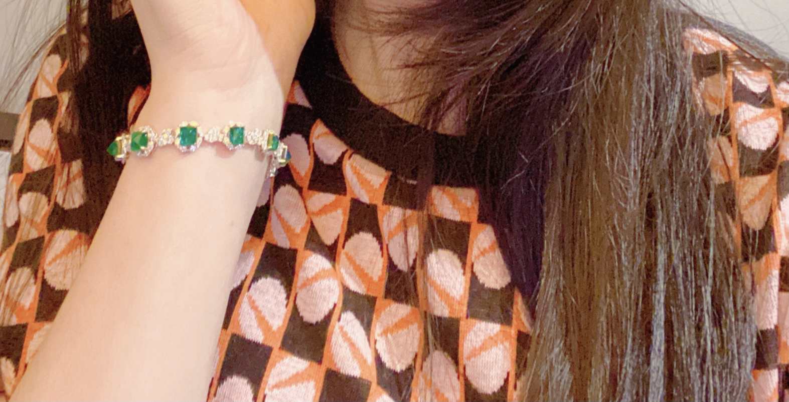 China Shop Emerald Bracelet 18k Gold Set with Natural Diamonds + Emeralds