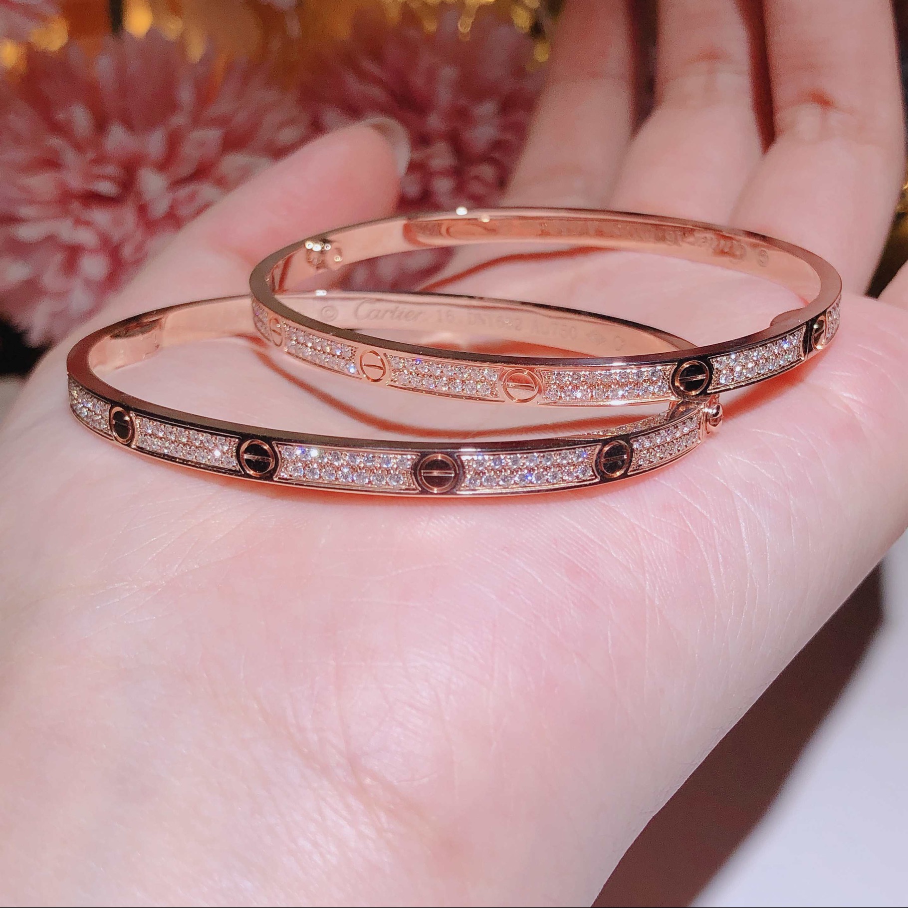 LOVE BRACELET, SMALL MODEL, PAVED 18k gold, diamonds