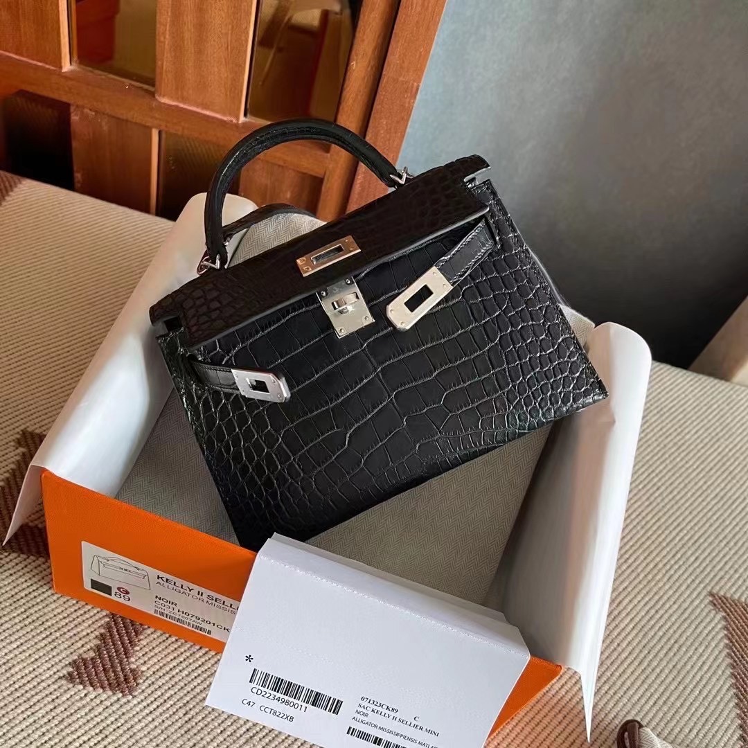 Canada HM Bags KL Mini 2 Crocodile Leather Matte C89 Noir