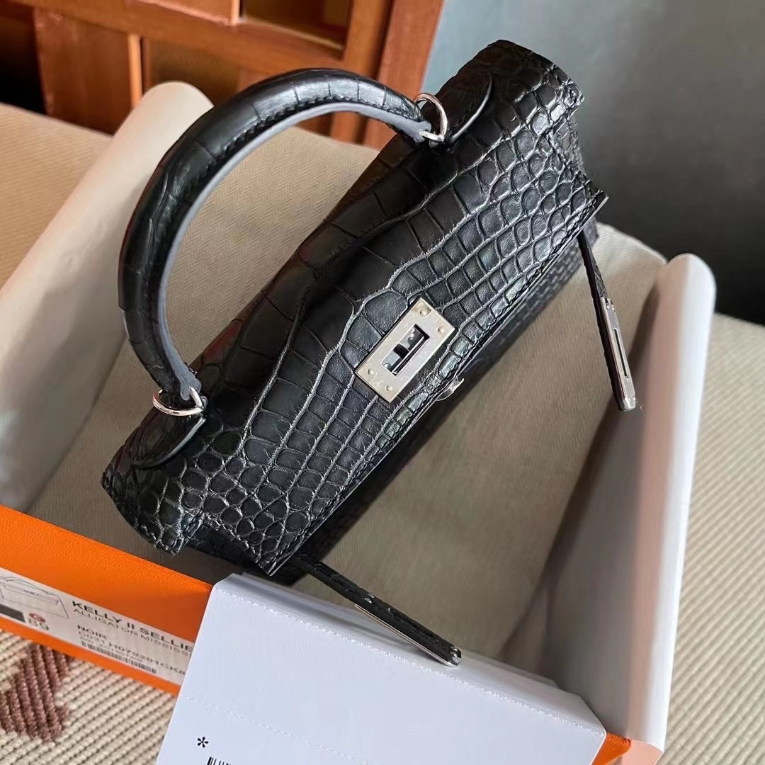Canada HM Bags KL Mini 2 Crocodile Leather Matte C89 Noir