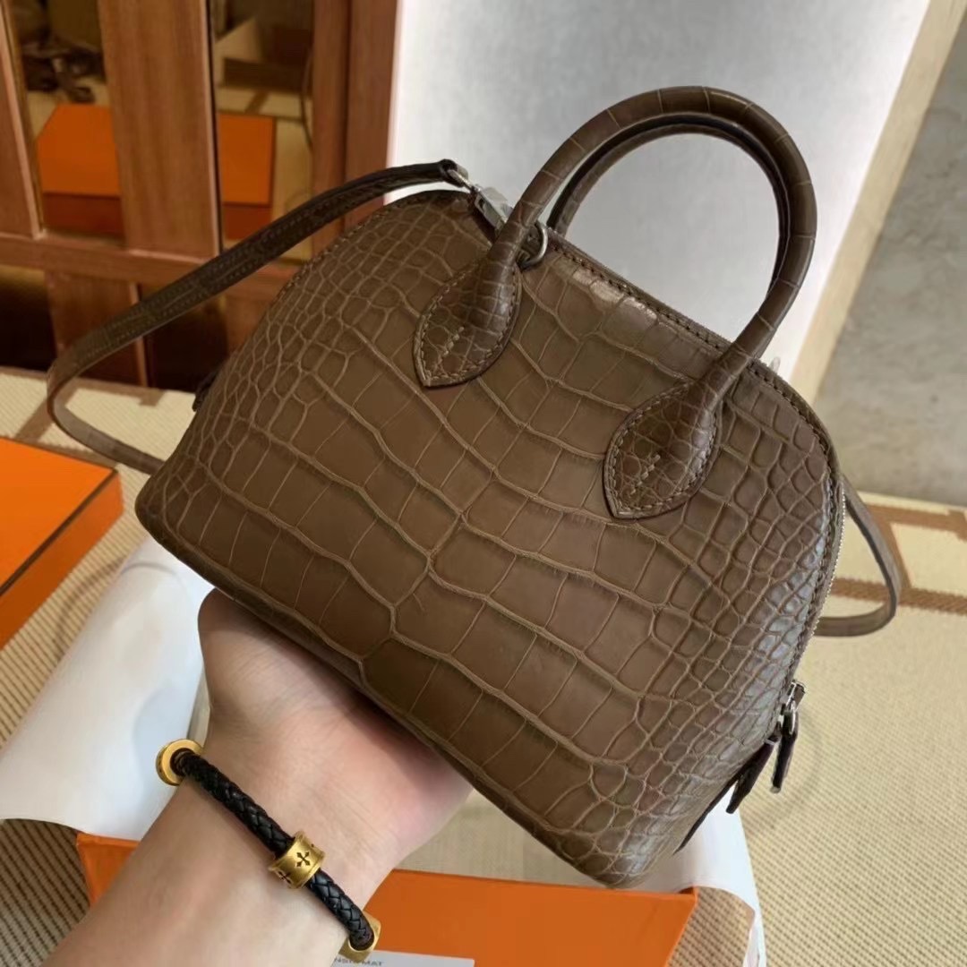 Hong kong hm Bolide mini 雾面美洲  M1牛至色 Origan Alligator Matte Crocodile