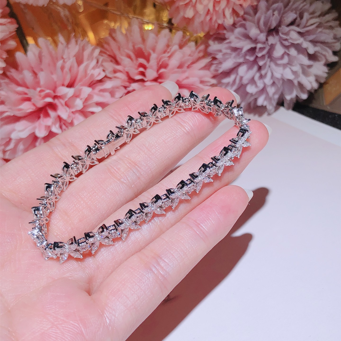 Tiffany Narrow Alternating Bracelet White Gold With Diamond