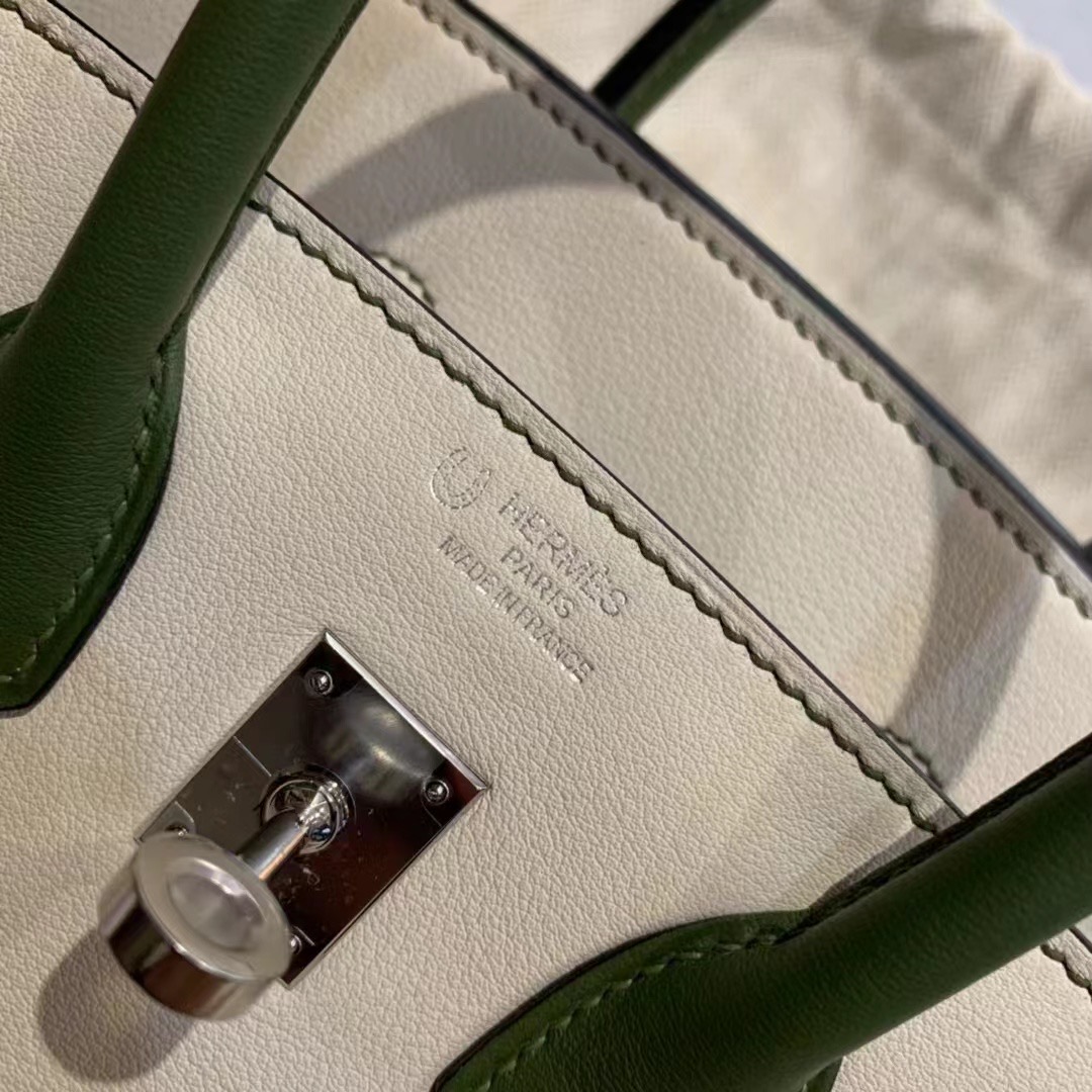 UK Britain HM BK 25cm 10 Craie 奶昔白 + Green Swift calfskin