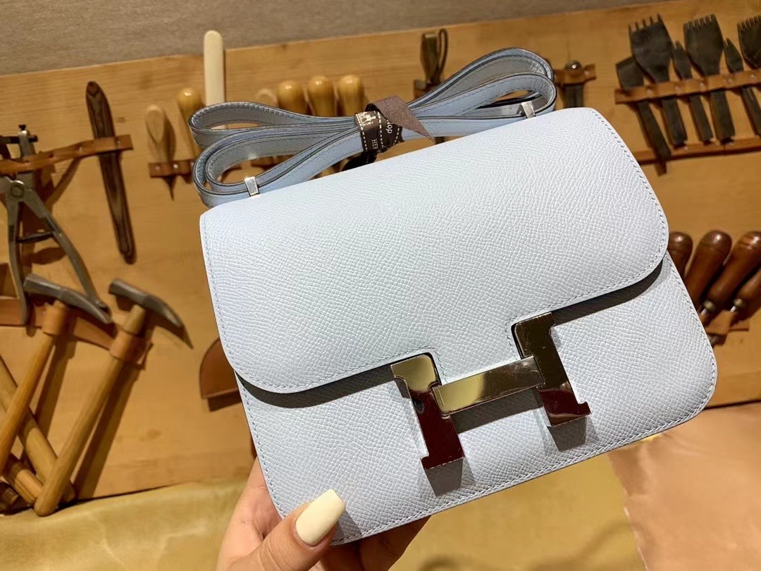 VIP一级品 constance 19cm EP 08 Blue pale圣杯蓝/银扣 手工缝制 臻品鉴赏