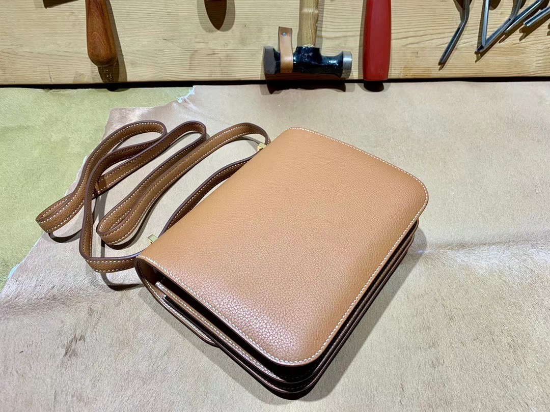 VIP一级品 constance 19cm  Everclor 37 Gold 金棕/金扣 手工缝制 代购级别