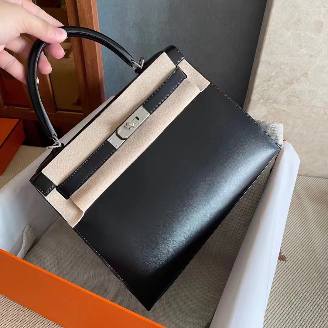 Dubai HM Bags KL 28cm Box Leather Black Color