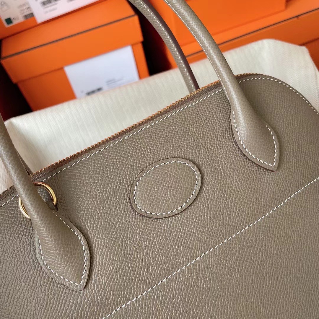 Dubai HM Bolide 27cm Epsom皮 18大象灰 金扣 Etoupe color
