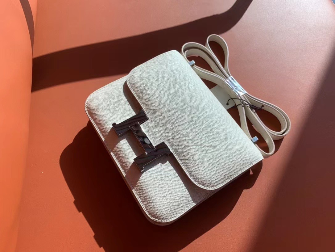 VIP一级品 constance 19cm EP皮 Craie 10 奶昔白/银扣 手工缝制 臻品鉴赏