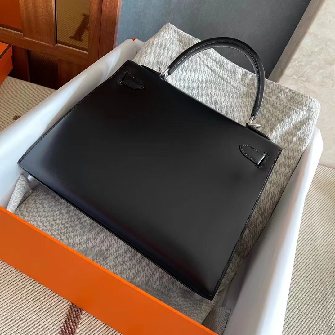 Dubai HM Bags KL 28cm Box Leather Black Color