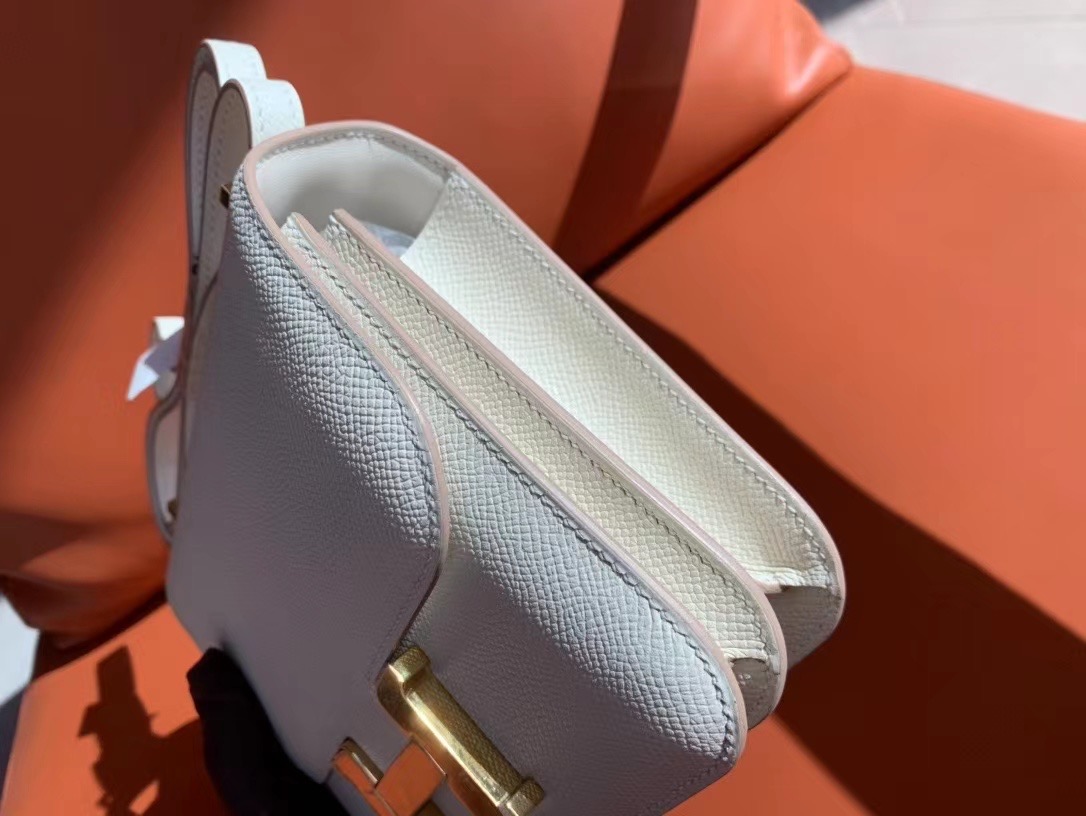 VIP一级品 constance 19cm EP皮 Craie 10 奶昔白/金扣 手工缝制 臻品鉴赏