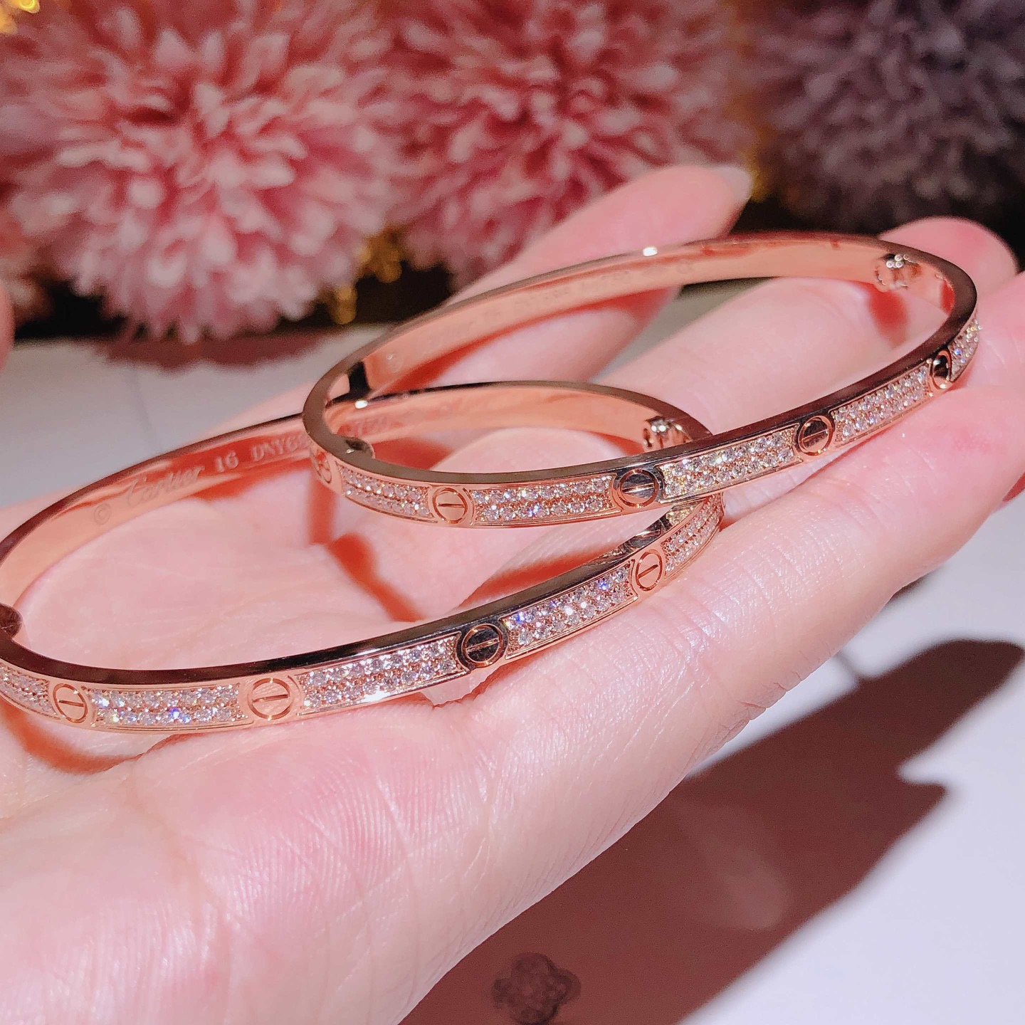 LOVE BRACELET, SMALL MODEL, PAVED 18k gold, diamonds