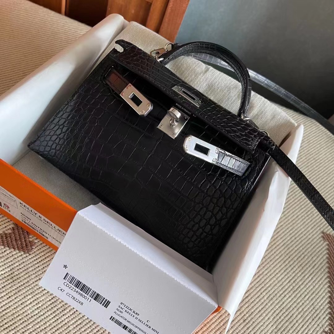 Canada HM Bags KL Mini 2 Crocodile Leather Matte C89 Noir