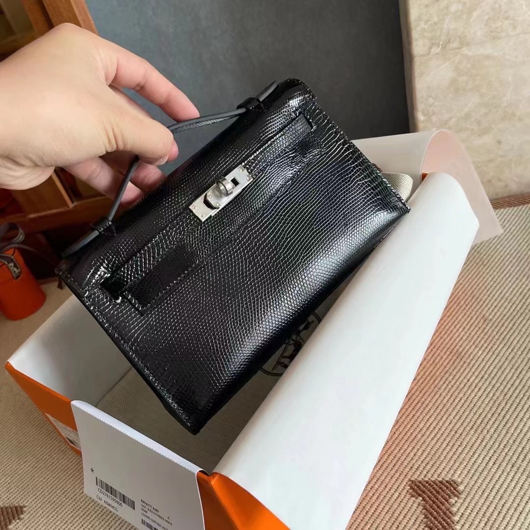 KL pochette 蜥蜴皮  黑银