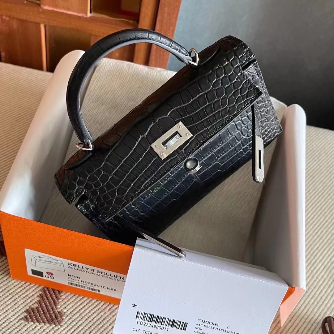 Canada HM Bags KL Mini 2 Crocodile Leather Matte C89 Noir