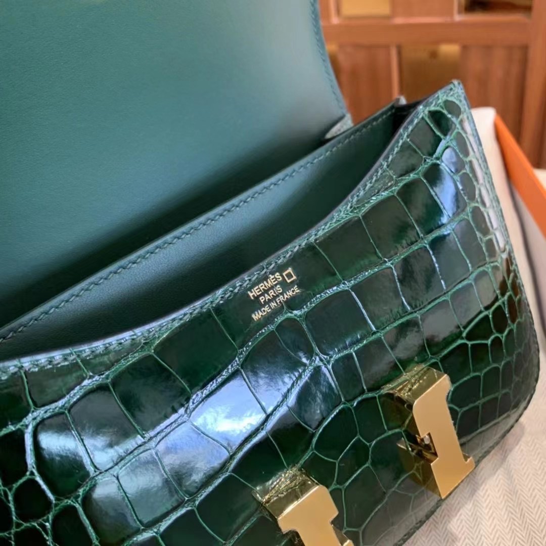 Singapore HM CK67祖母绿 Vert Fonce Constance 24cm alligator