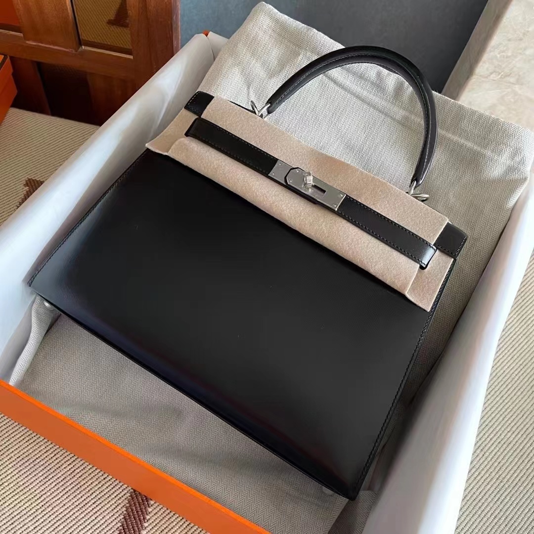 Dubai HM Bags KL 28cm Box Leather Black Color