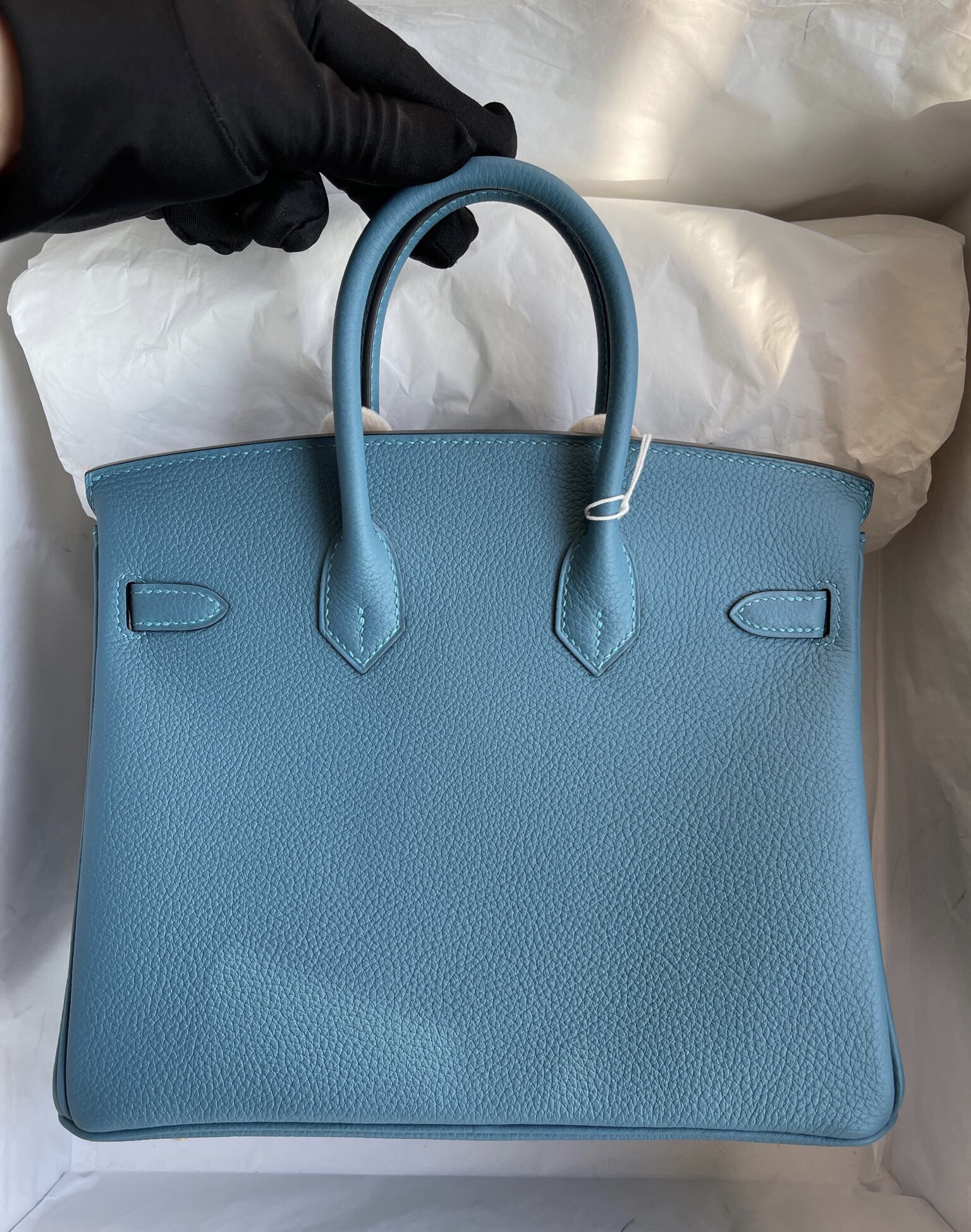 Hong Kong HM BK 25cm Togo 原厂皮 75 牛仔蓝 Blue Jean 金扣