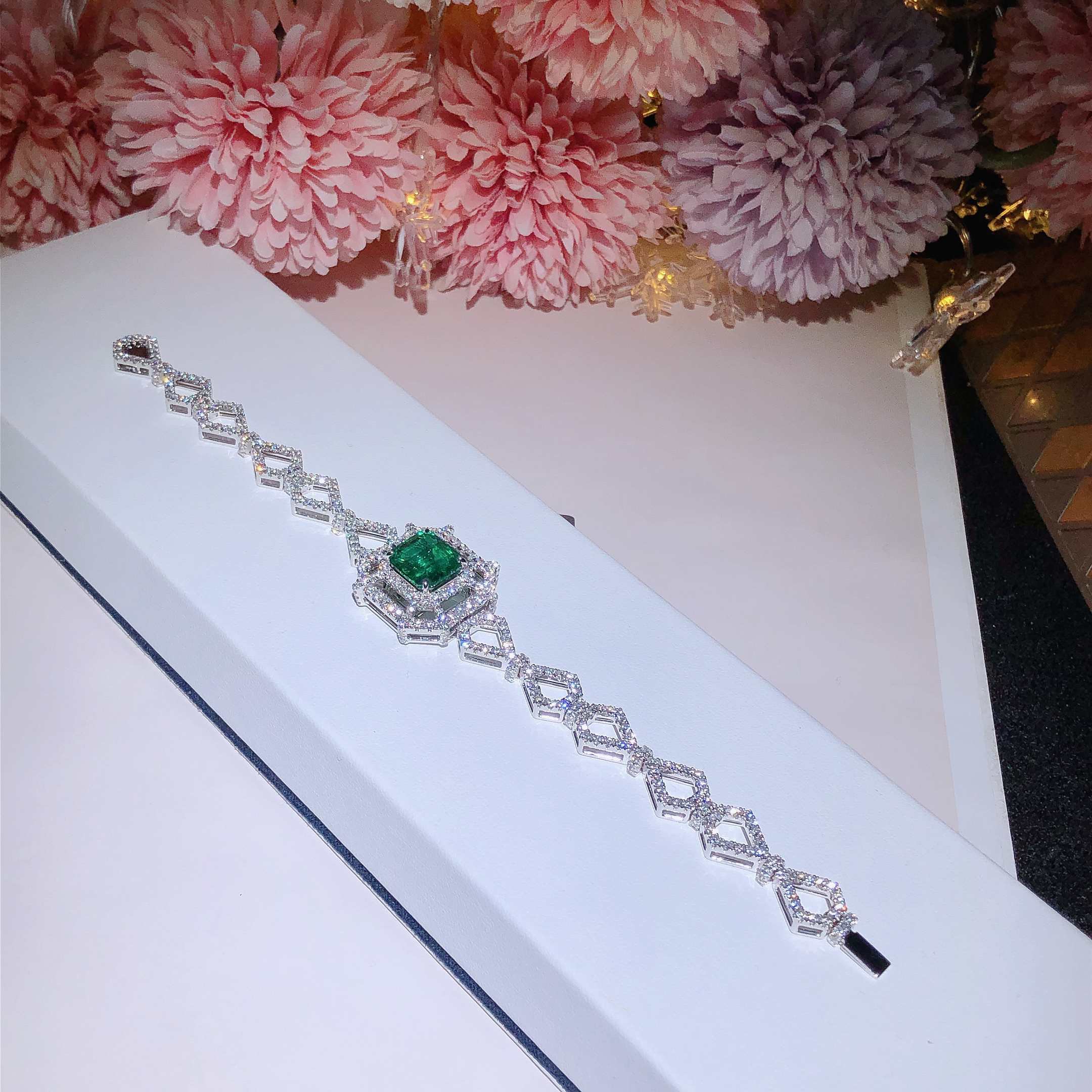 Canada Emerald Bracelet 18k Gold Set with Natural Diamonds + Emeralds-HaiLaBags Canada Emerald Bracelet 18k Gold Set with Natural Diamonds + Emeralds