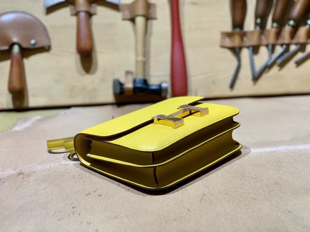 VIP一级品 constance 19cm EP 9D Jaune ambre琥珀黄/金扣 手工缝制 臻品鉴赏
