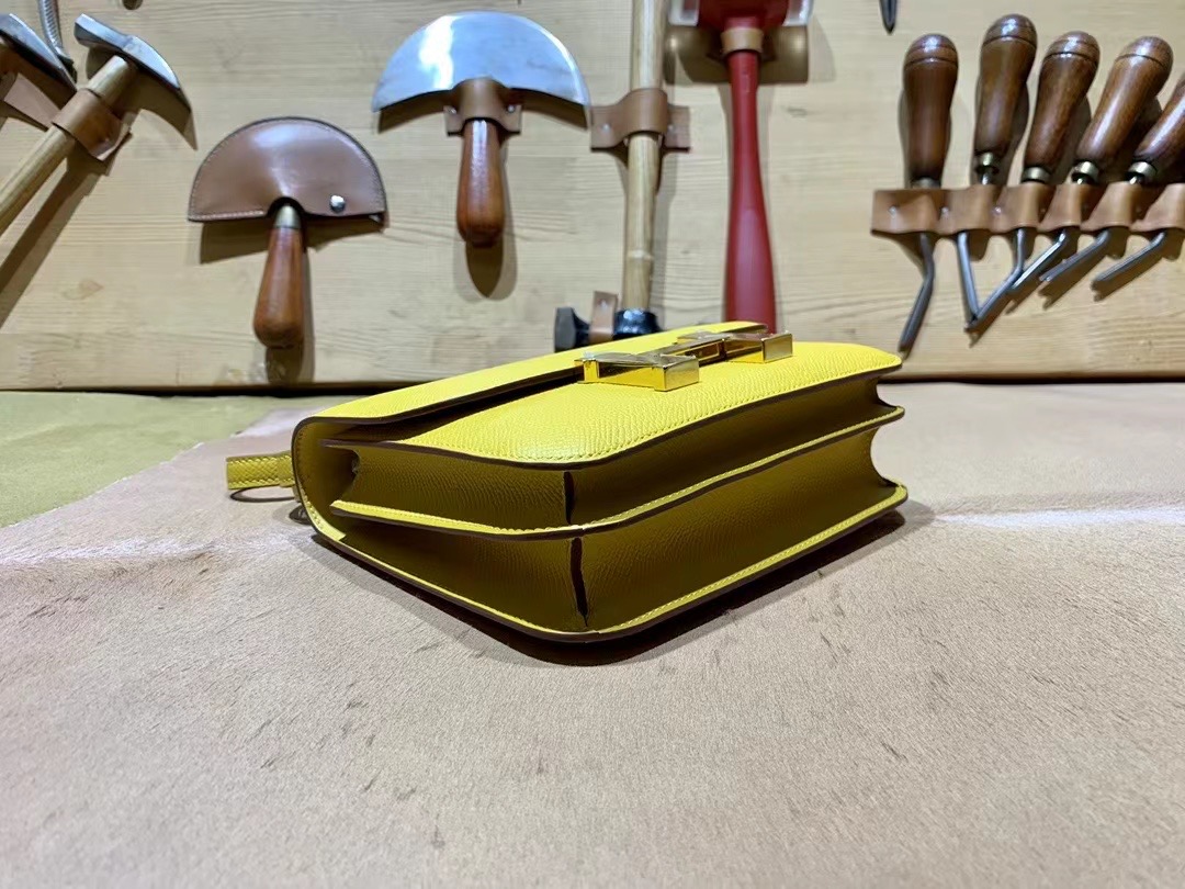 VIP一级品 constance 19cm EP 9D Jaune ambre琥珀黄/金扣 手工缝制 臻品鉴赏