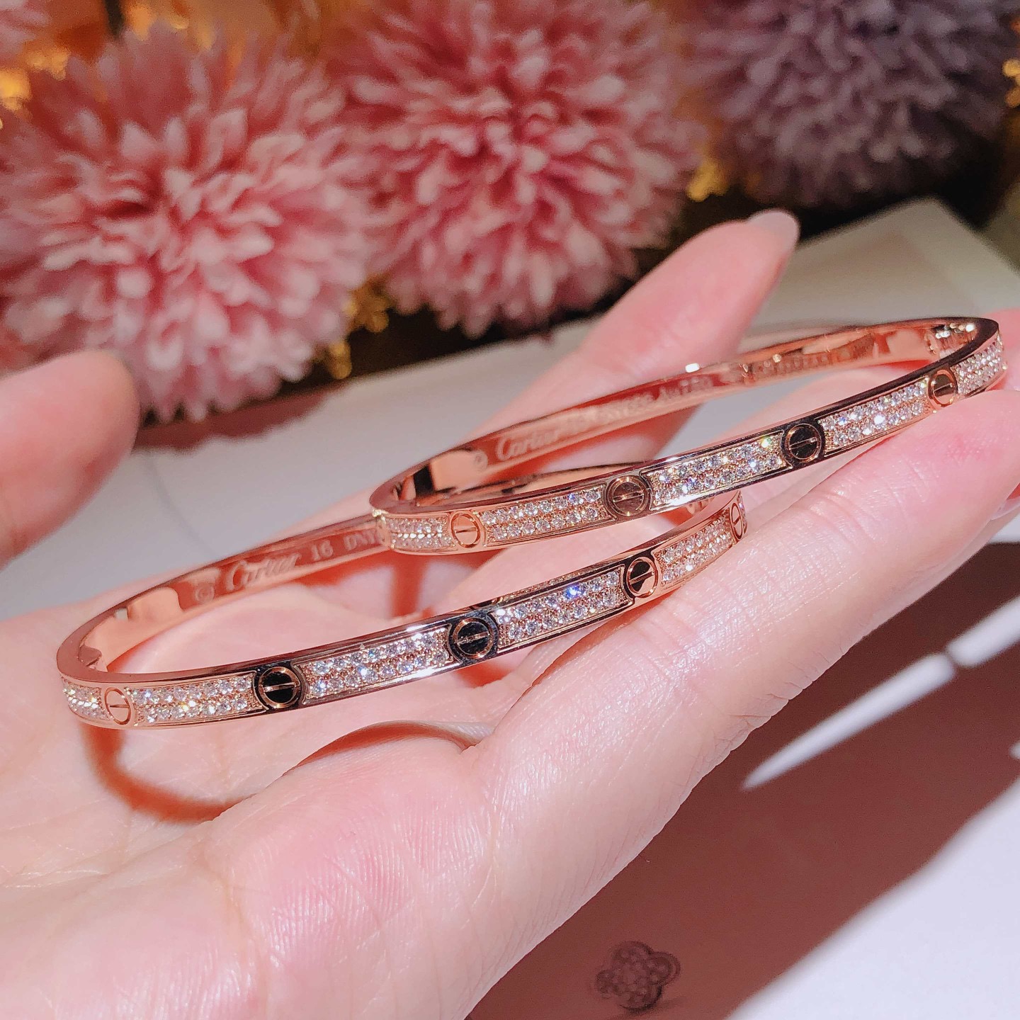 LOVE BRACELET, SMALL MODEL, PAVED 18k gold, diamonds