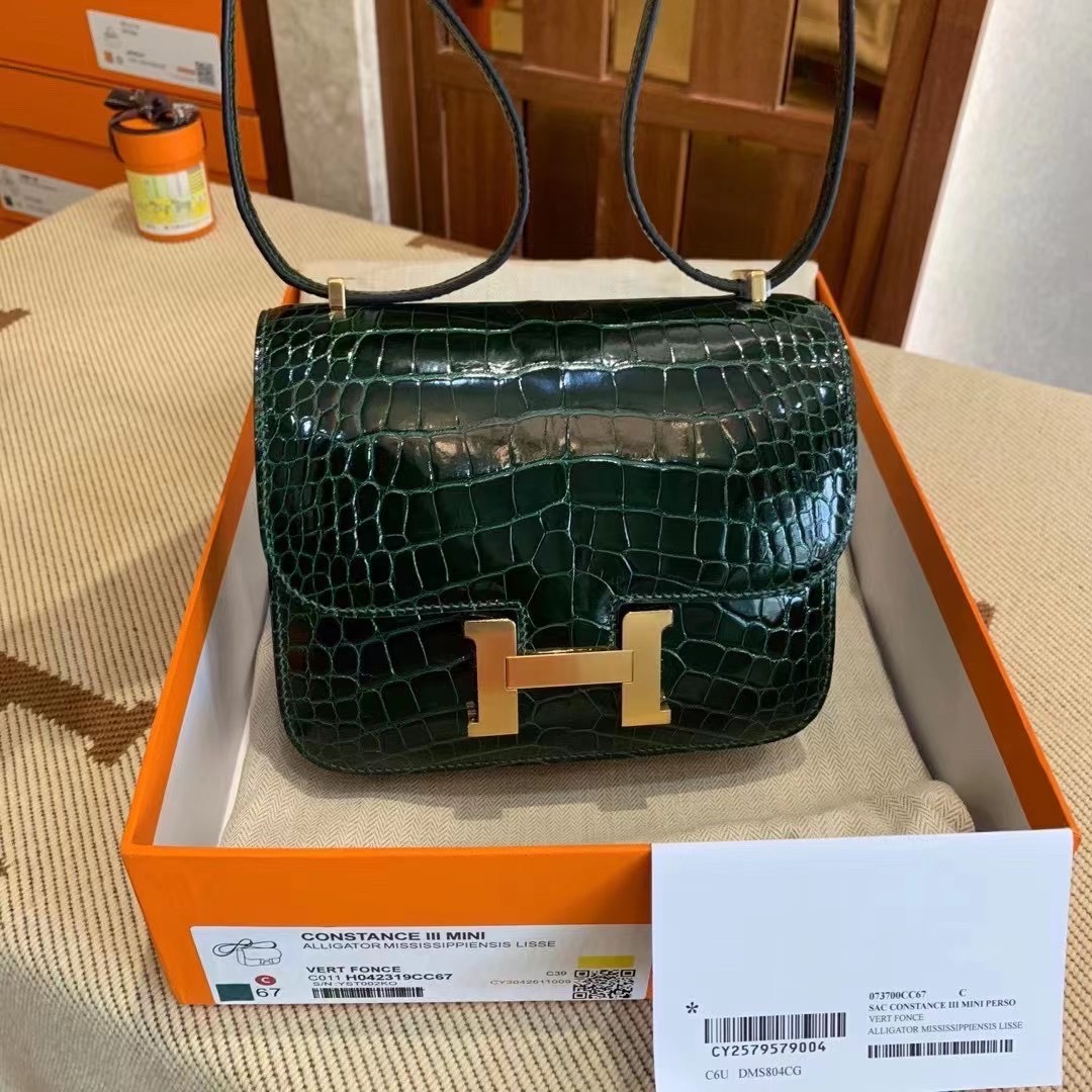 Singapore HM CK67祖母绿 Vert Fonce Constance 24cm alligator