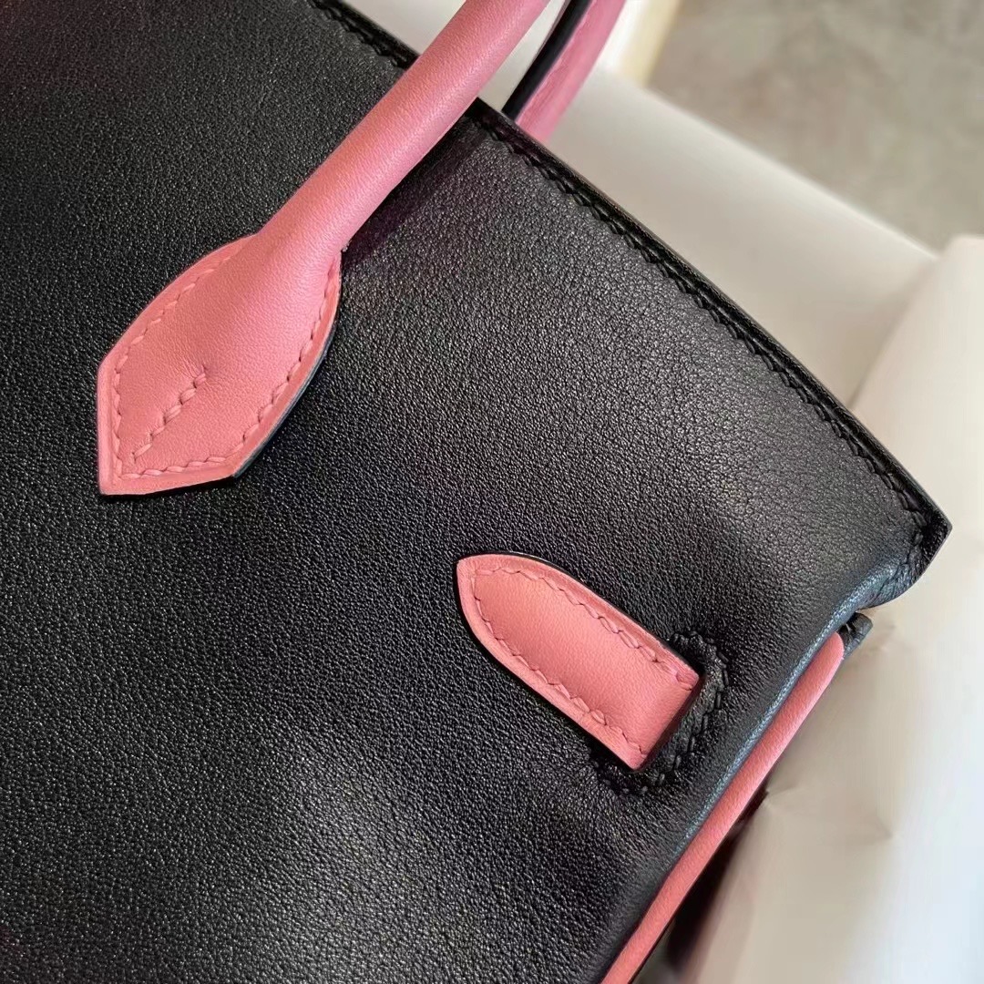 New York USA HM HSS BK Swift Leather 89 Noir + 1Q Rose Confetti 奶昔粉