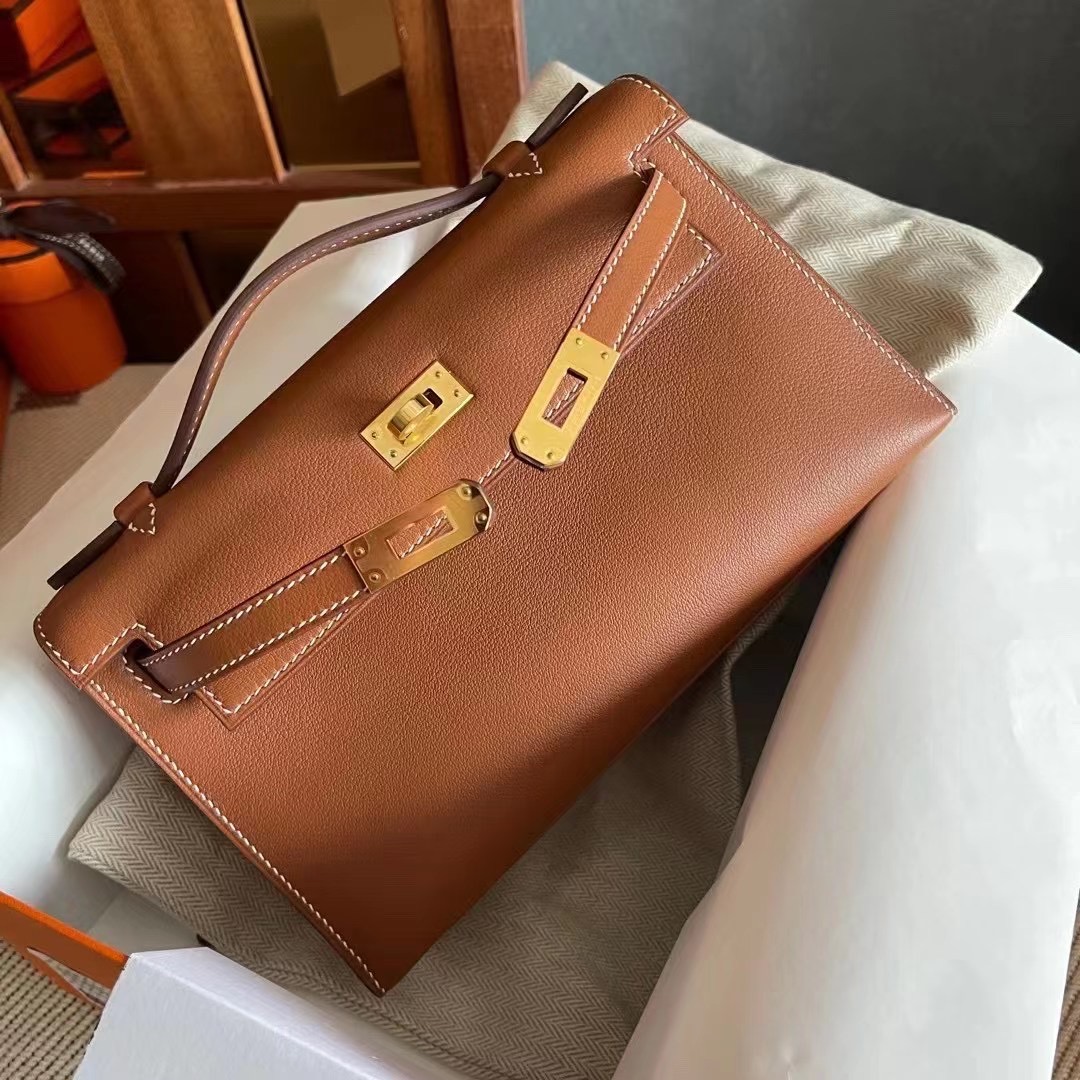 Viet Nam Amanoi HM MiniKL Pochette 22cm Swift CK37 Gold 金棕色 金扣 全手工蜜蜡线缝制
