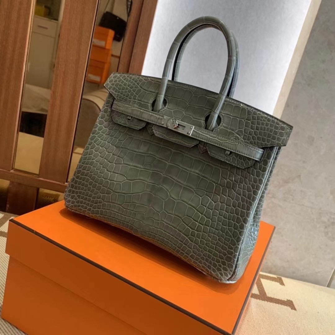 Canada HM BK 25cm 81 Gris Tourterelle Shiny Alligator Crocodile