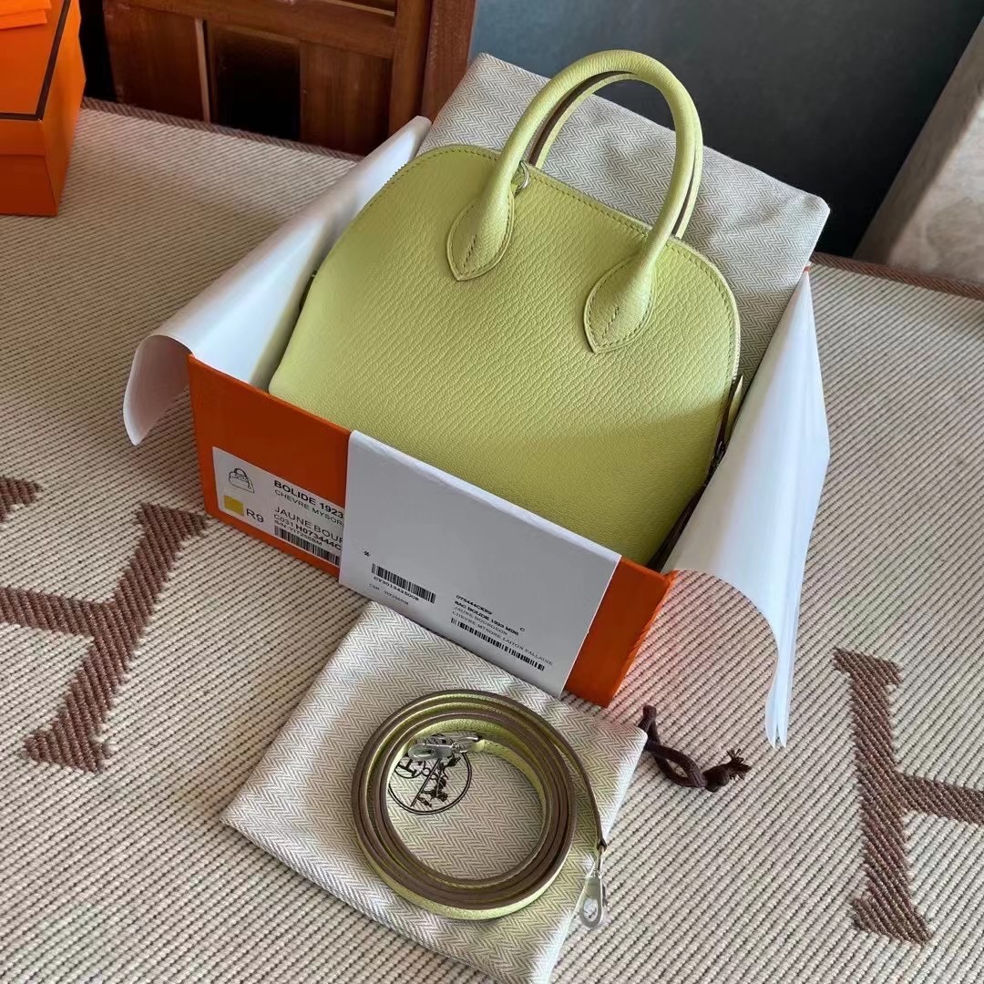 Qatar Shop HM Bolide 1923 mini Chevre Mysore 山羊皮 R9 嫩芽黄 Jaune Bourgeon