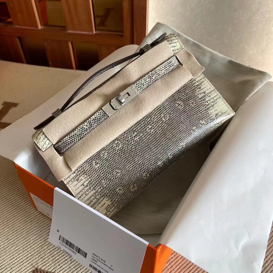 KL pochette 蜥蜴皮  自然色  银