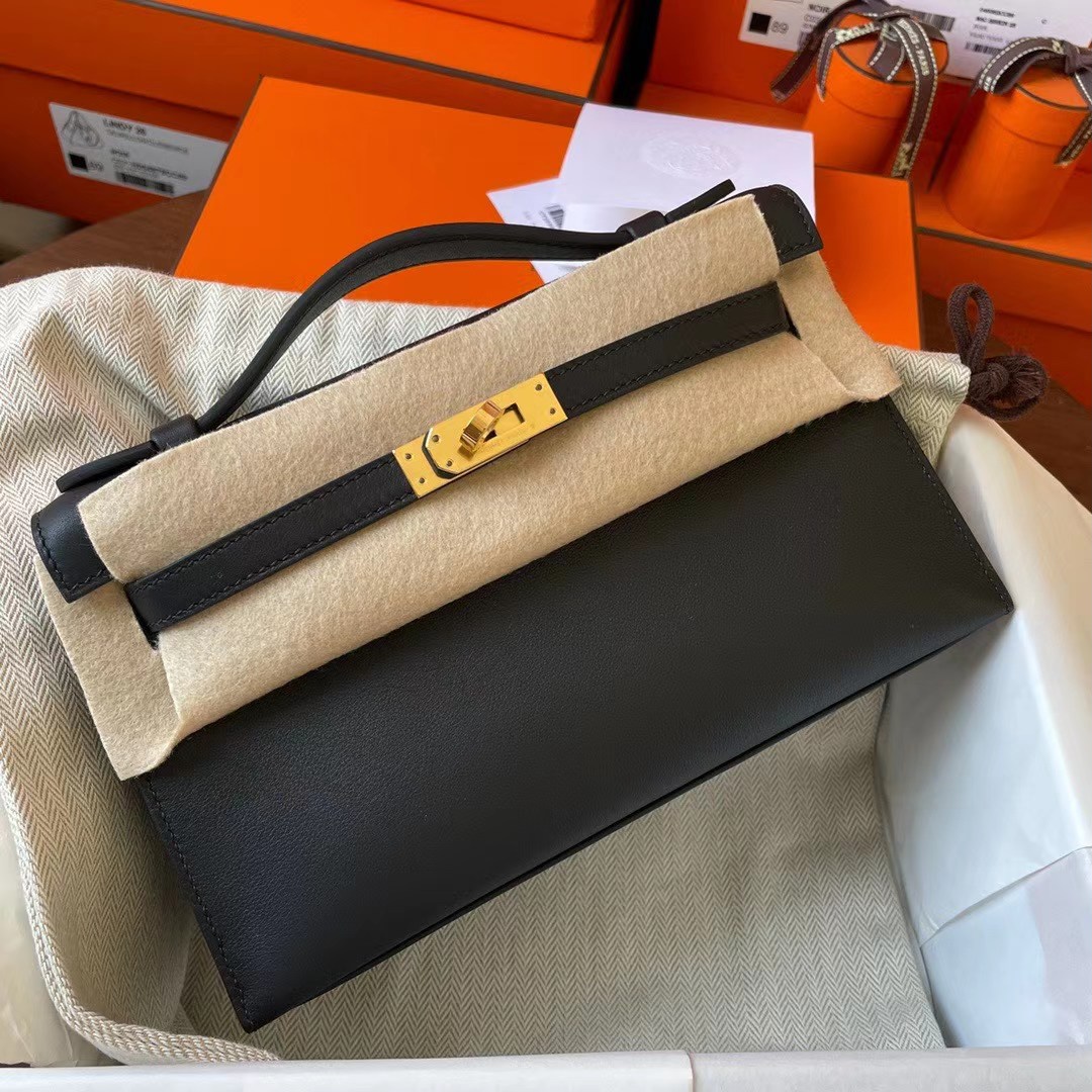 HM KL Pochette Swift皮 89 noir 黑色 金扣 ghw