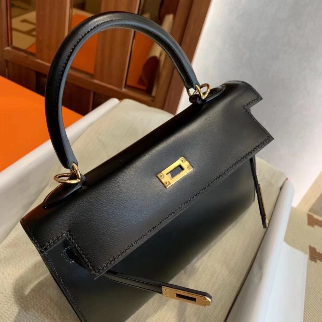 Hong Kong Factory HM KL II Sellier 25cm Box leather 89 Noir