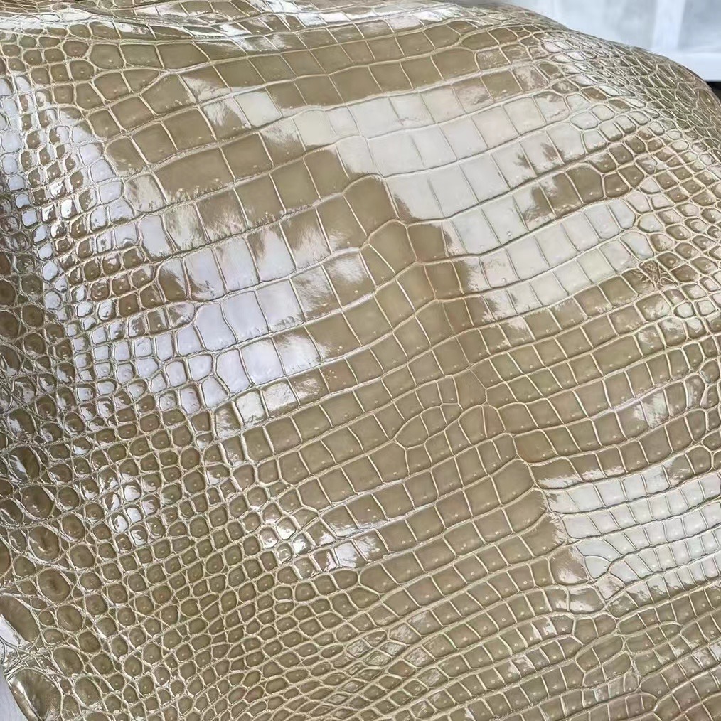 新到皮 亮面倒v 澳洲湾鳄🐊  1I Beige sable 沙米色 Shiny porosus crocodile 🉑 订制：BK 25cm、KL 25cm、接受订制👏