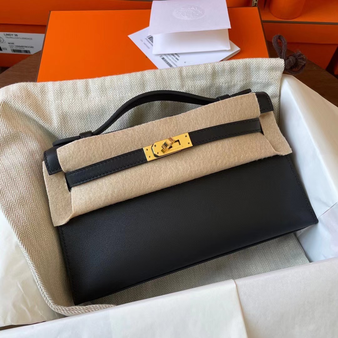 HM KL Pochette Swift皮 89 noir 黑色 金扣 ghw