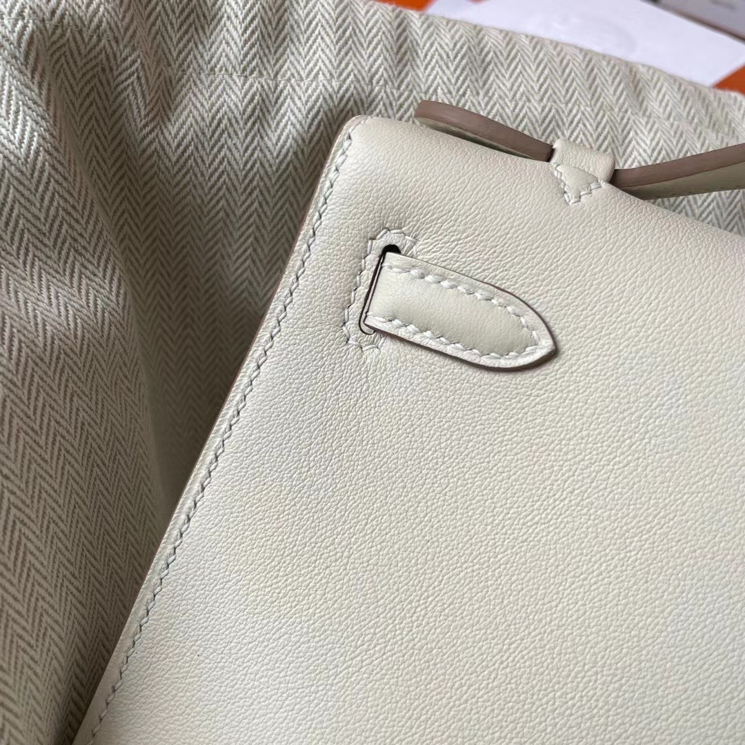 Dubai hm KL pochette Swift皮 10 craie 奶昔白 银扣