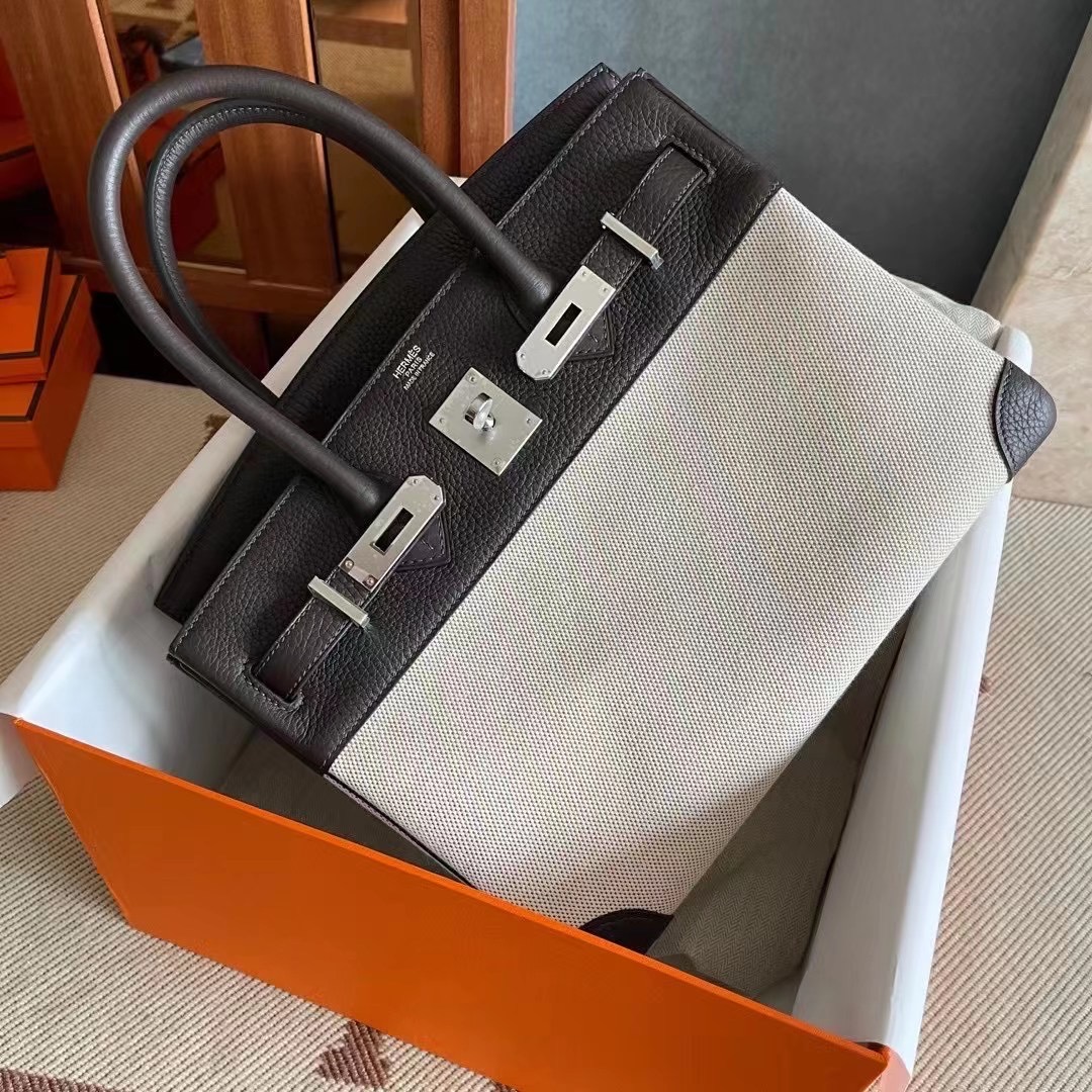 bk  30 TC 皮拼帆布  乌木色  银