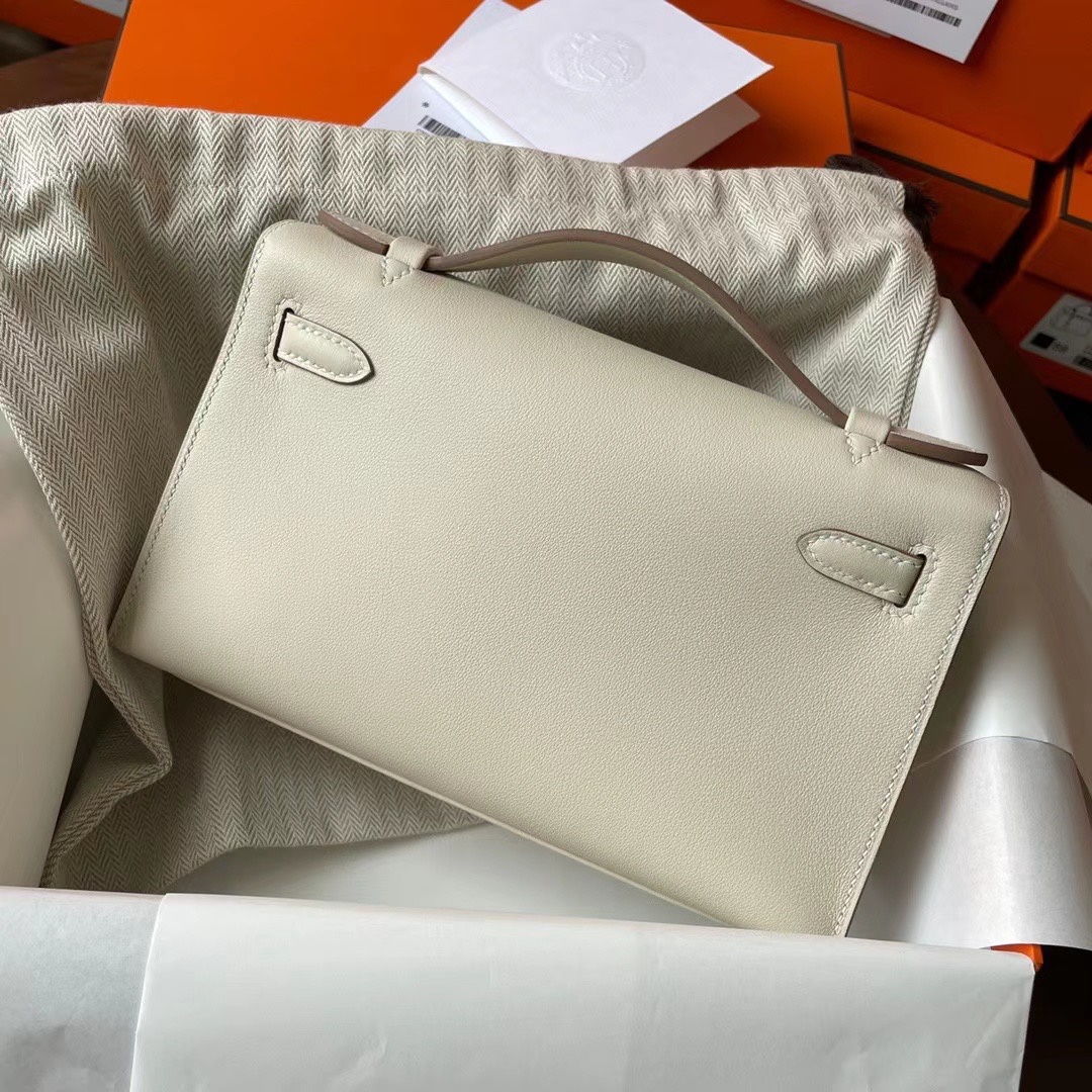 Dubai hm KL pochette Swift皮 10 craie 奶昔白 银扣