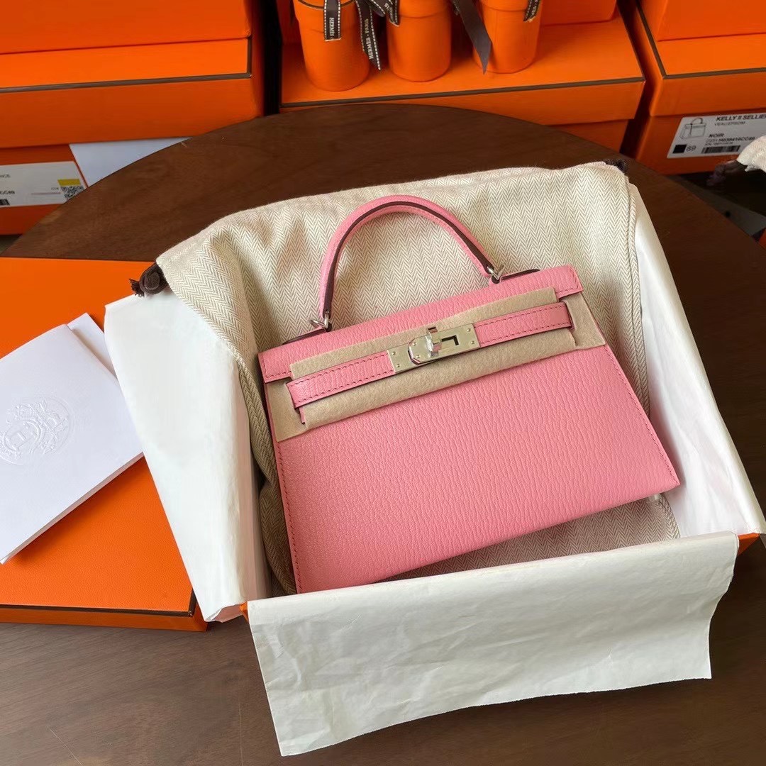 KL Mini 二代 Chèvre 山羊皮 1Q rose confetti 奶昔粉 银扣