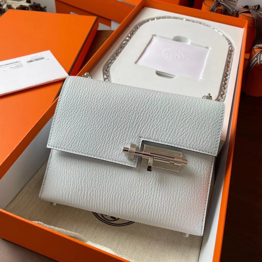 现货VR mini 17cm Chèvre 山羊皮 T0雾霾蓝 银扣
