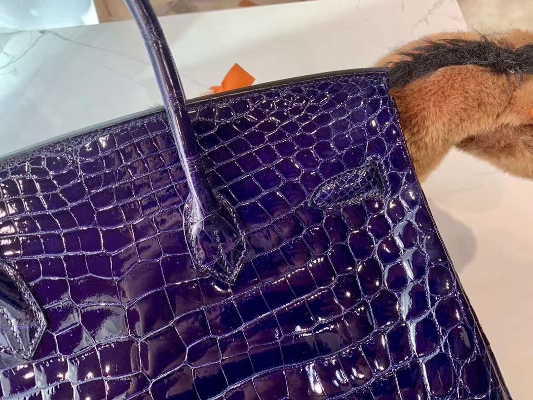 VIP一级品： BK 30cm Niloticus  73 Bleu Saphir宝石蓝/银扣 手工缝制 臻品鉴赏