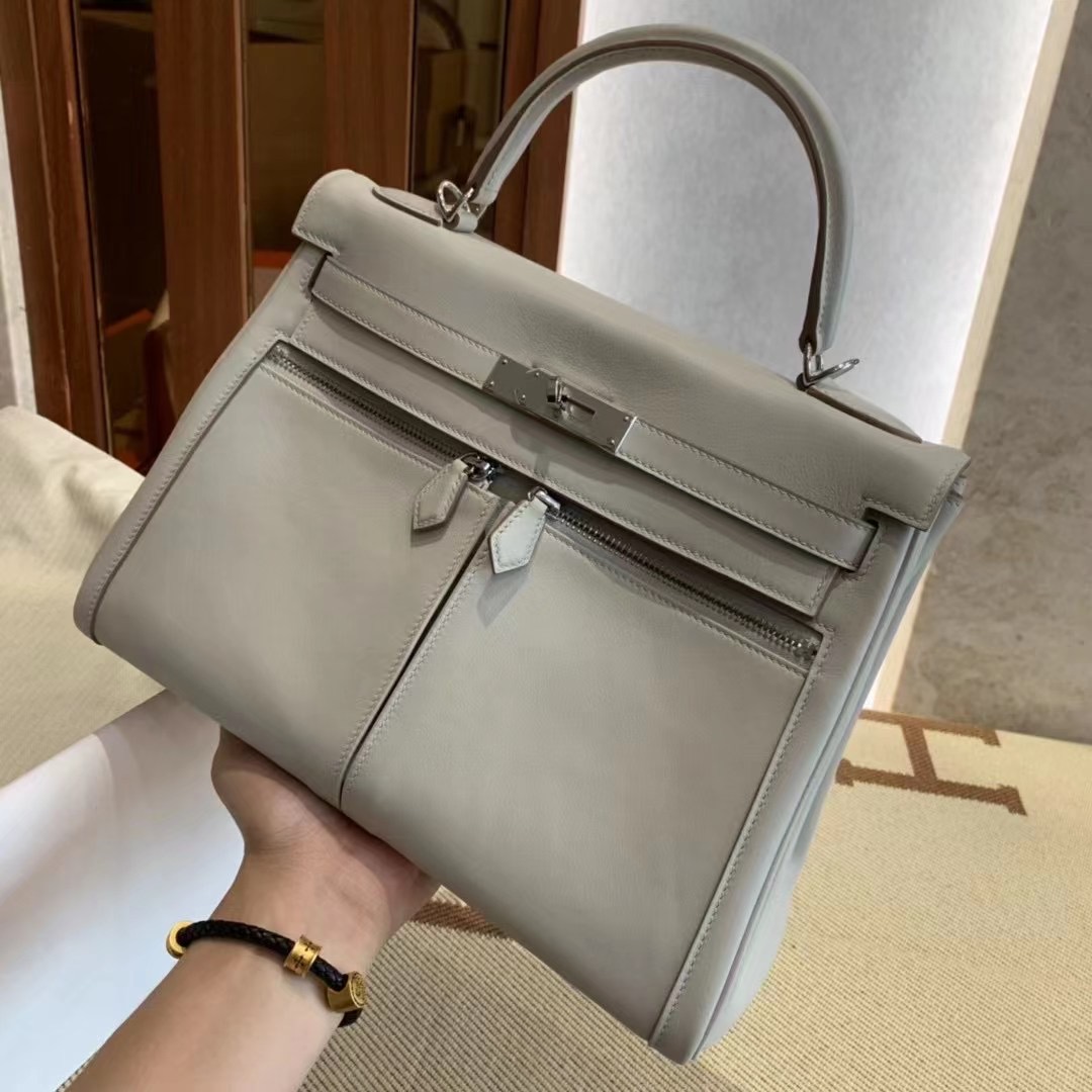 HM KL Lakis 32cm 80 Gris Perle Veau Swift