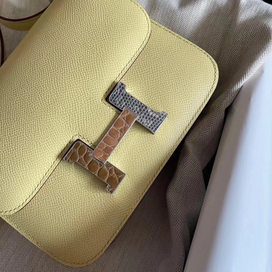 constance  19 epsom 1Z jaune poussin 小鸡黄  三拼扣 Hardware Crocodile