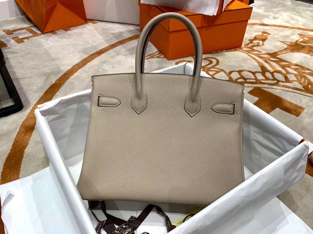 VIP一级品 BK 30cm togo  gris tourterelle 斑鸠灰/金扣 手工缝制